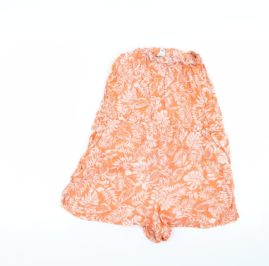 New Look Womens Orange Floral  Playsuit One-Piece Size 10