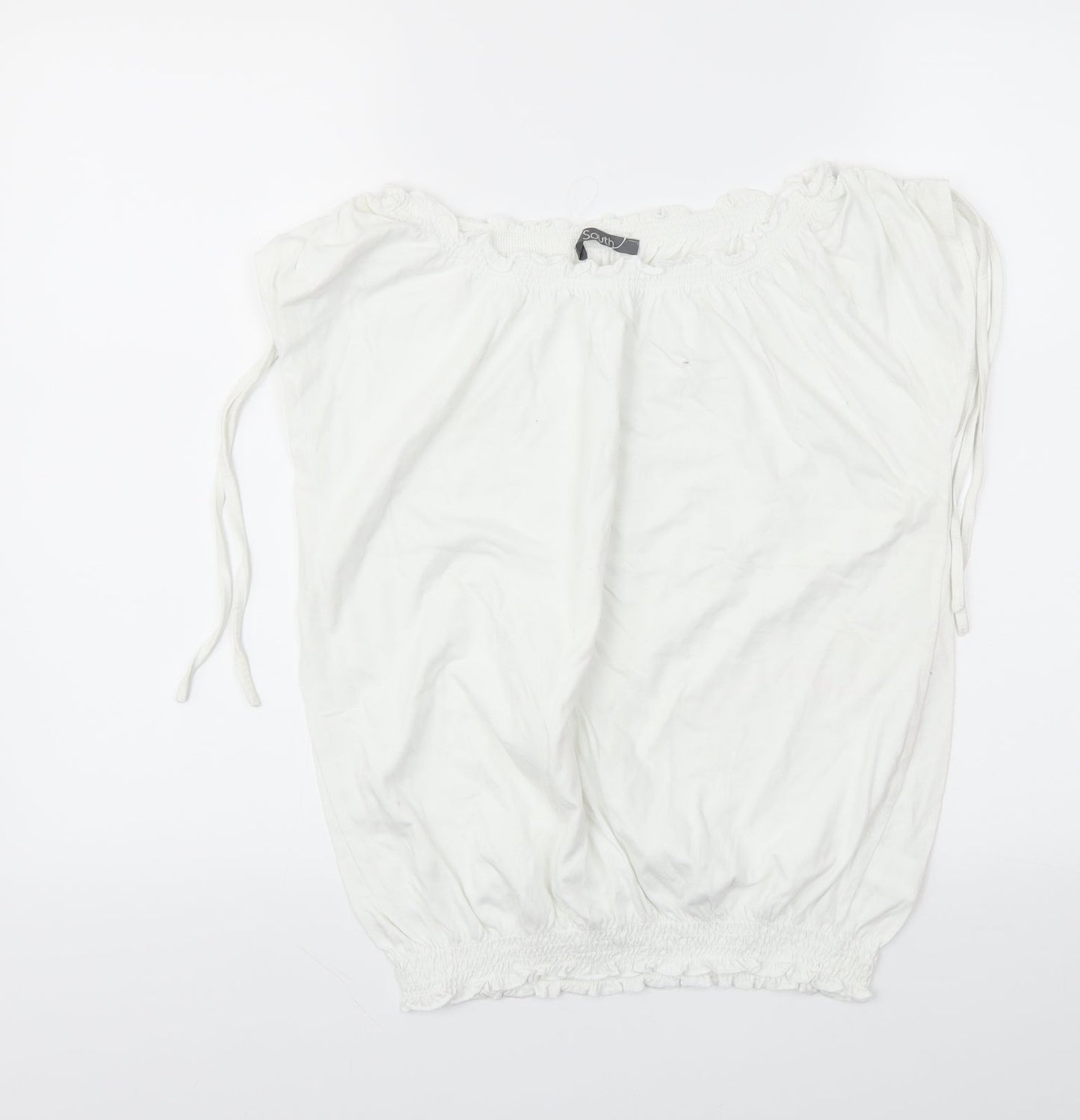 Womens UK Size 12 SOUTH White Basic T-Shirt