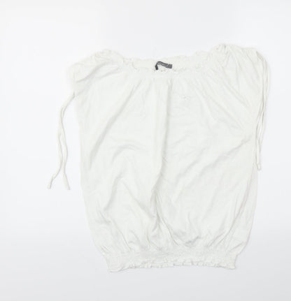 Womens UK Size 12 SOUTH White Basic T-Shirt