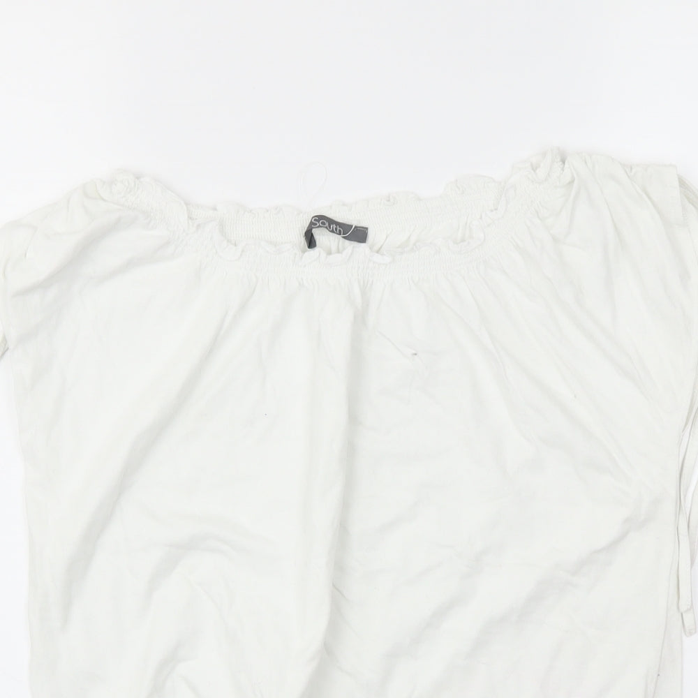 Womens UK Size 12 SOUTH White Basic T-Shirt