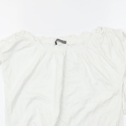 Womens UK Size 12 SOUTH White Basic T-Shirt