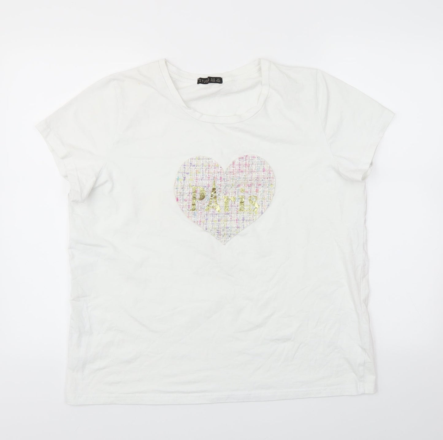Womens UK Size One Size Studio White Basic T-Shirt