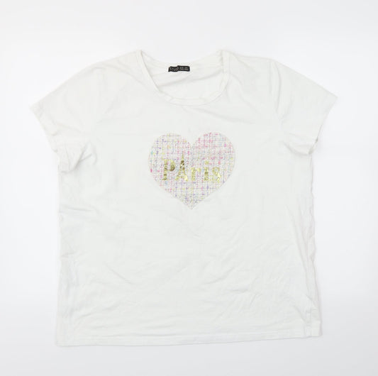 Womens UK Size One Size Studio White Basic T-Shirt