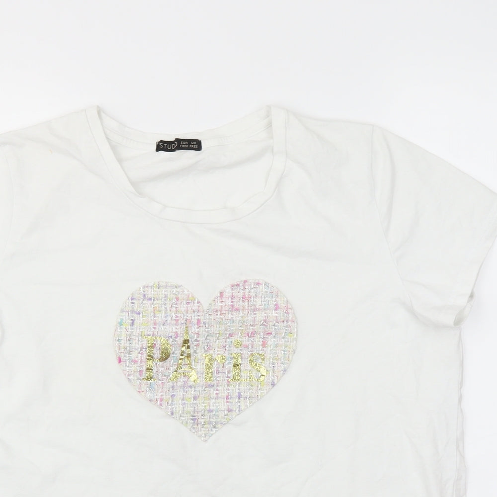 Womens UK Size One Size Studio White Basic T-Shirt