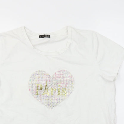 Womens UK Size One Size Studio White Basic T-Shirt