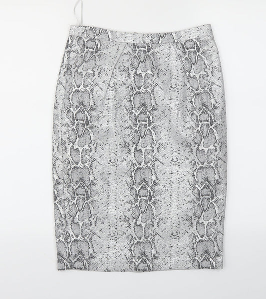 Oasis Womens Grey Animal Print  A-Line Skirt Size 8