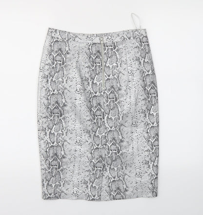 Oasis Womens Grey Animal Print  A-Line Skirt Size 8