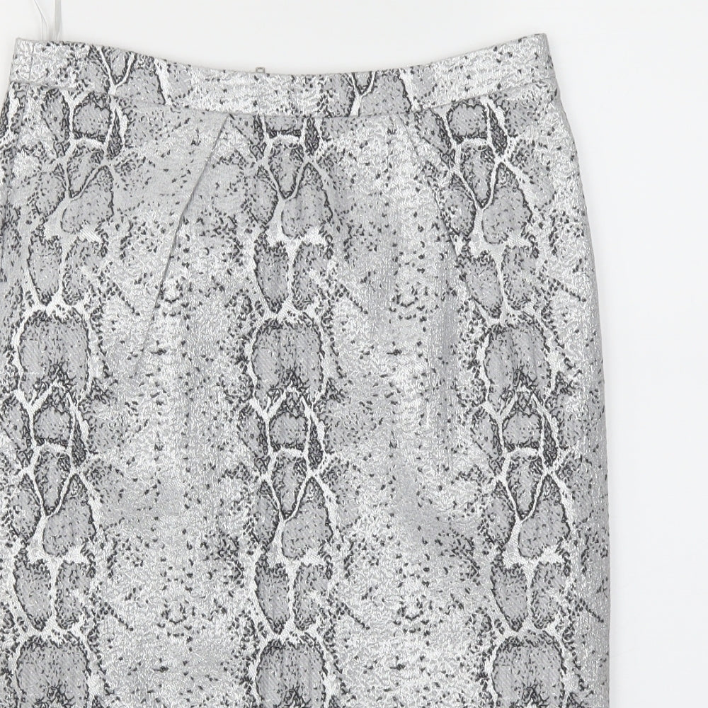 Oasis Womens Grey Animal Print  A-Line Skirt Size 8