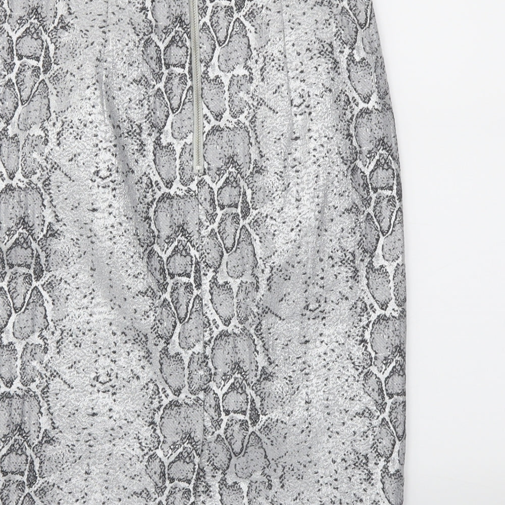 Oasis Womens Grey Animal Print  A-Line Skirt Size 8