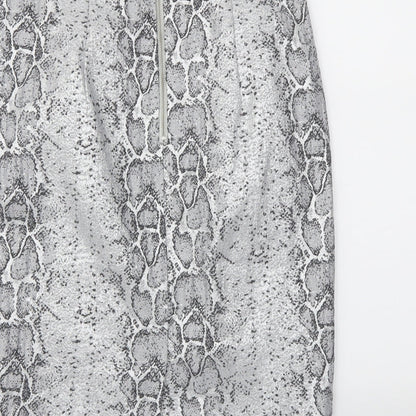 Oasis Womens Grey Animal Print  A-Line Skirt Size 8