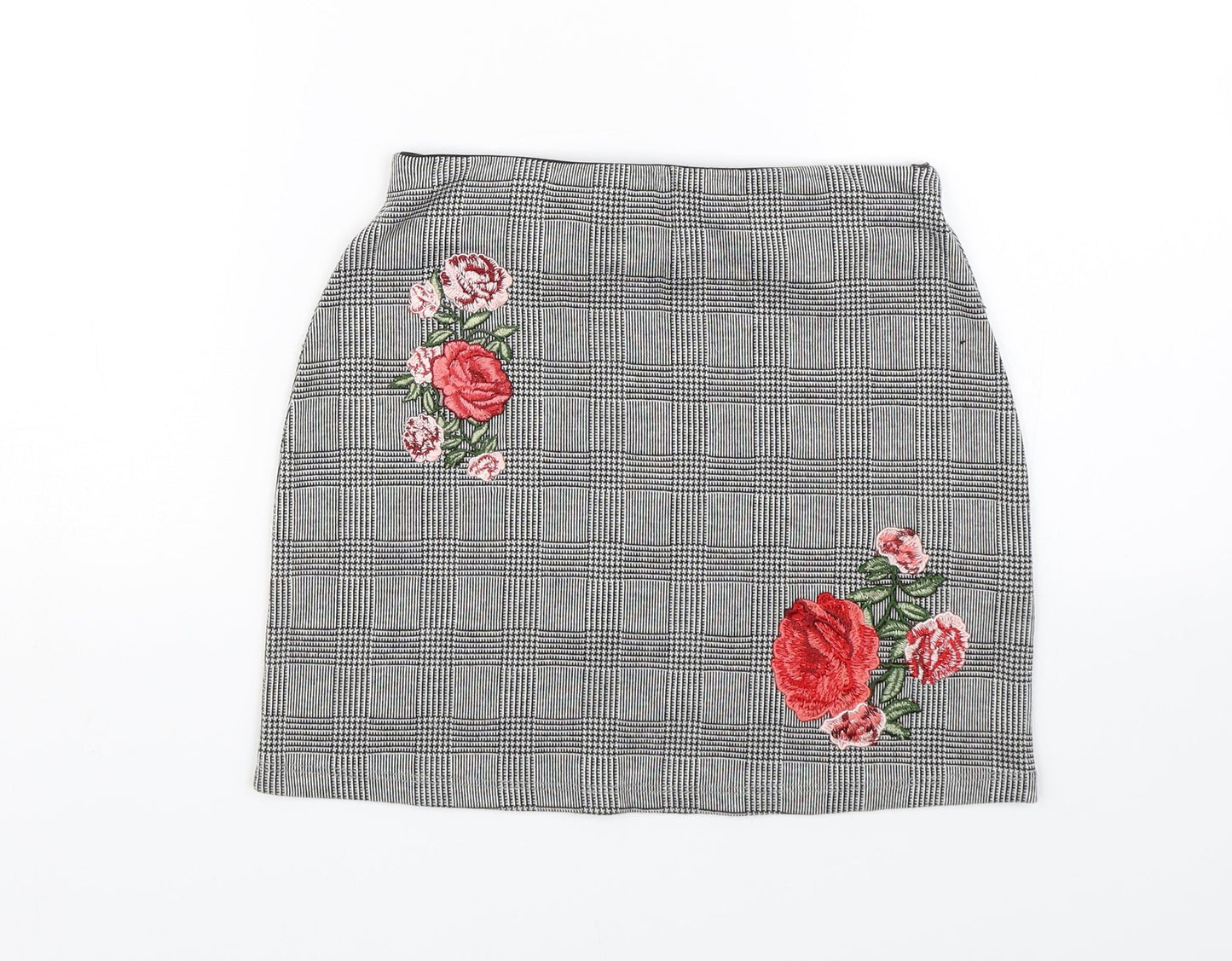 Pull&Bear Womens Grey Check  Straight & Pencil Skirt Size S