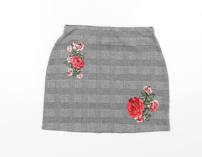 Pull&Bear Womens Grey Check  Straight & Pencil Skirt Size S