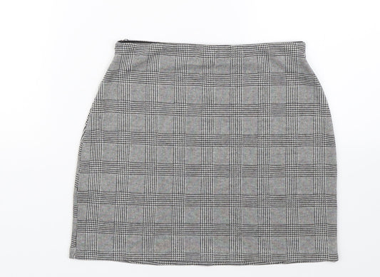 Pull&Bear Womens Grey Check  Straight & Pencil Skirt Size S