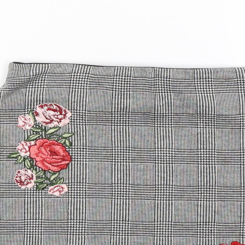 Pull&Bear Womens Grey Check  Straight & Pencil Skirt Size S