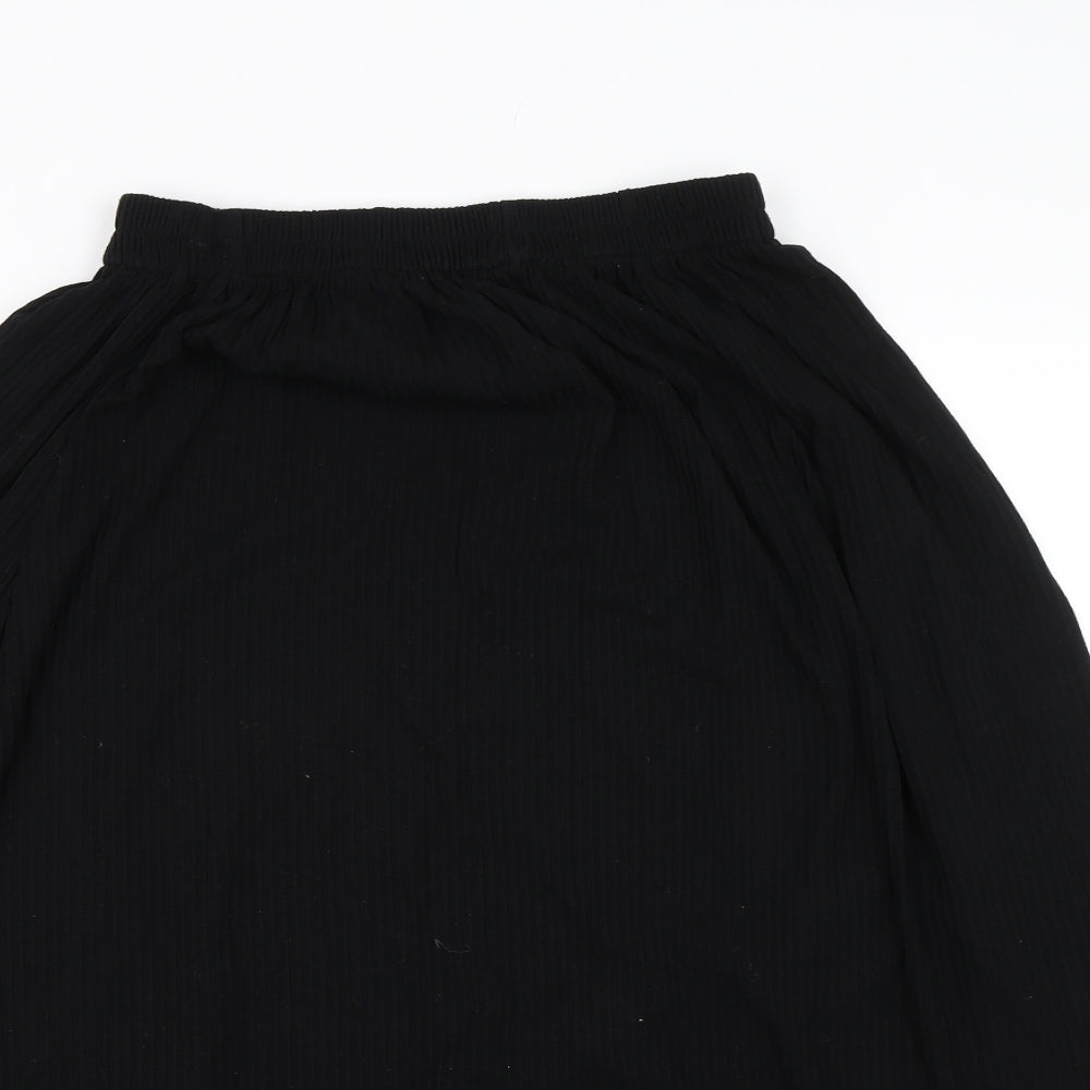 Owlana Womens Black Striped  Flare Skirt Size S