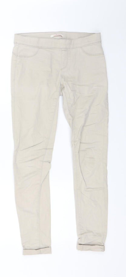 Womens UK Size S Camaieu Slim Fit Chino Beige Trousers