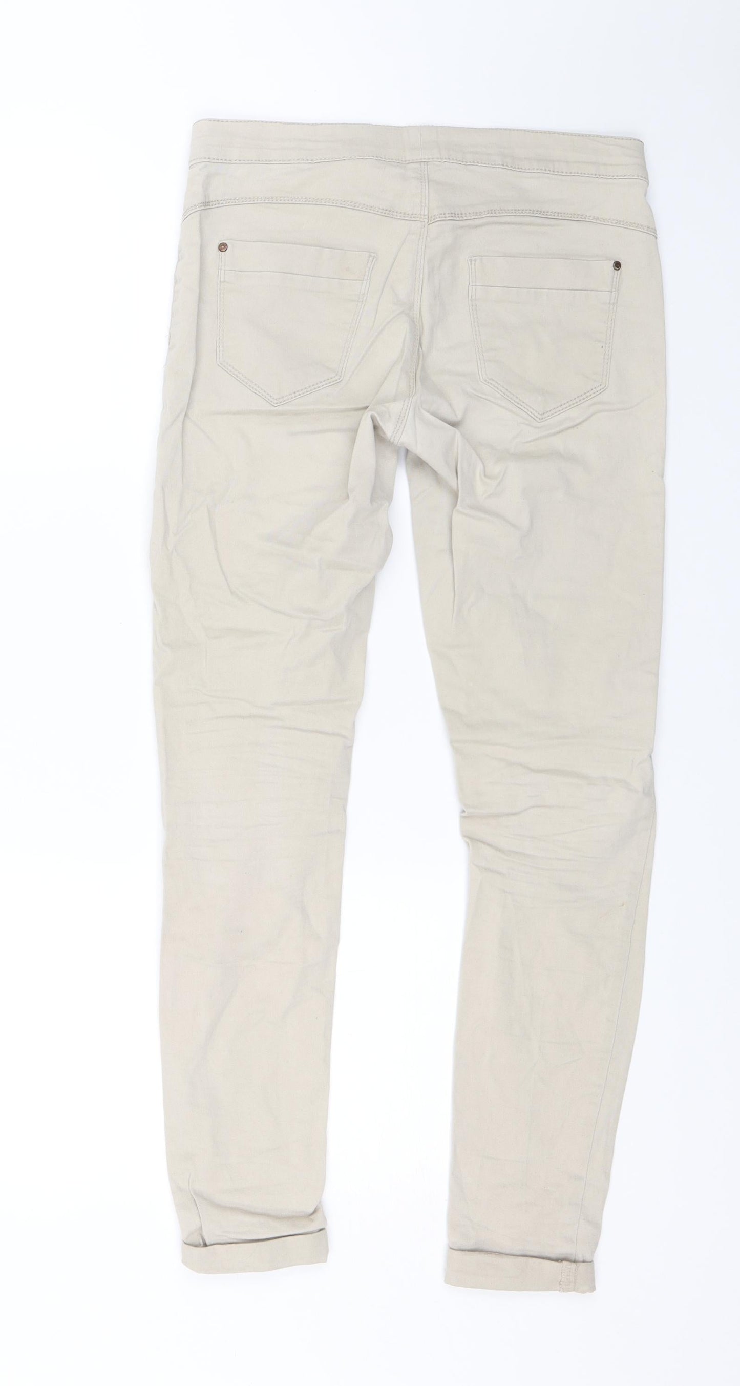 Womens UK Size S Camaieu Slim Fit Chino Beige Trousers