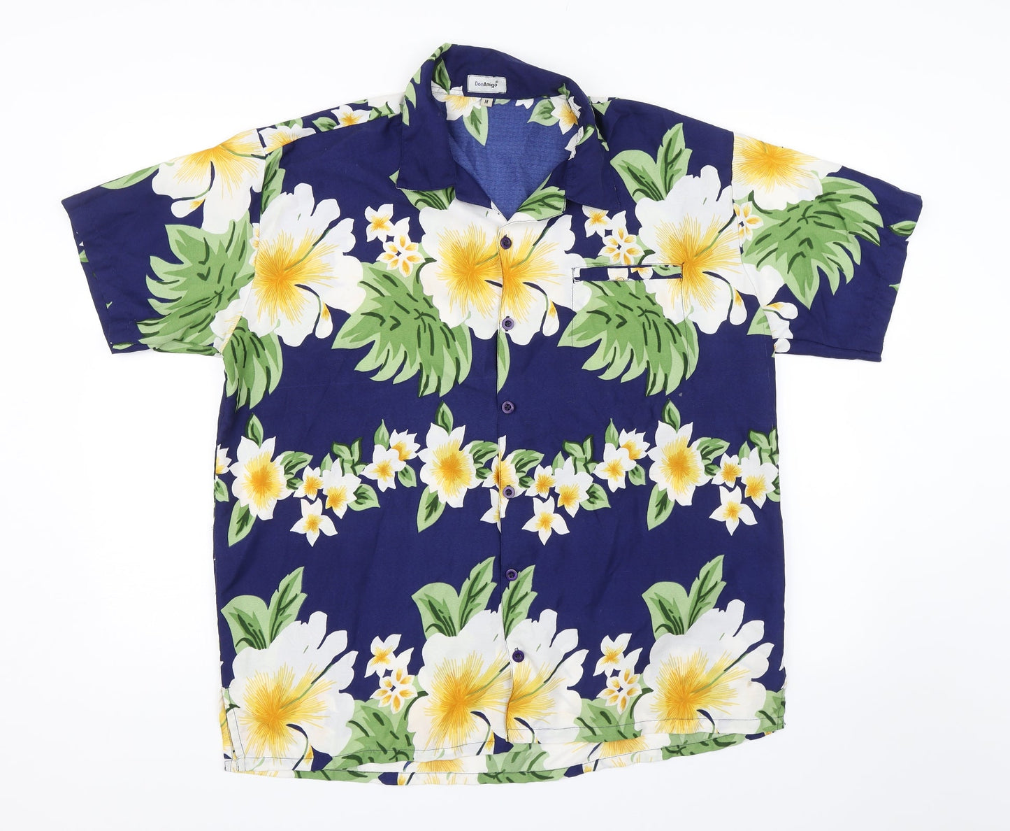 Mens UK Size M Don Amigo Blue  Button-Up Short Sleeve Casual Shirt