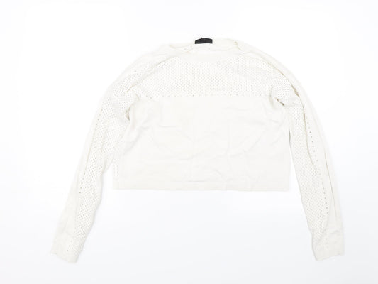 Topshop Womens Beige Polka Dot  Pullover Jumper Size 10  - holes on back and sleeves