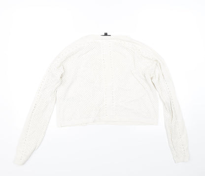 Topshop Womens Beige Polka Dot  Pullover Jumper Size 10  - holes on back and sleeves