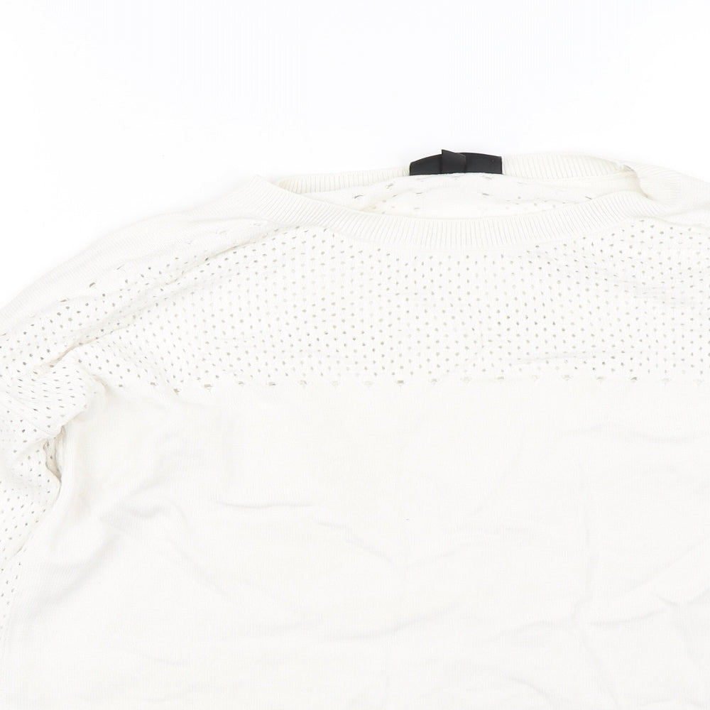 Topshop Womens Beige Polka Dot  Pullover Jumper Size 10  - holes on back and sleeves