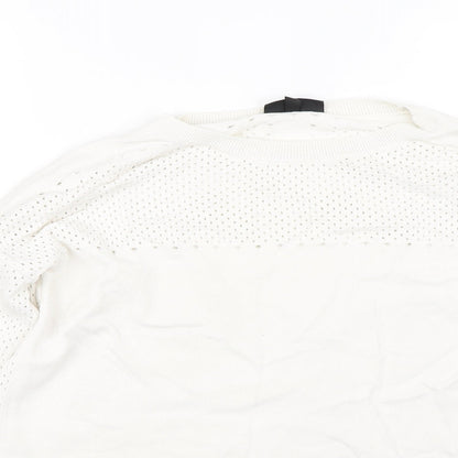 Topshop Womens Beige Polka Dot  Pullover Jumper Size 10  - holes on back and sleeves