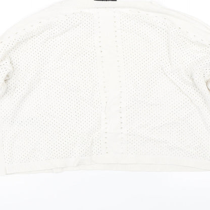 Topshop Womens Beige Polka Dot  Pullover Jumper Size 10  - holes on back and sleeves