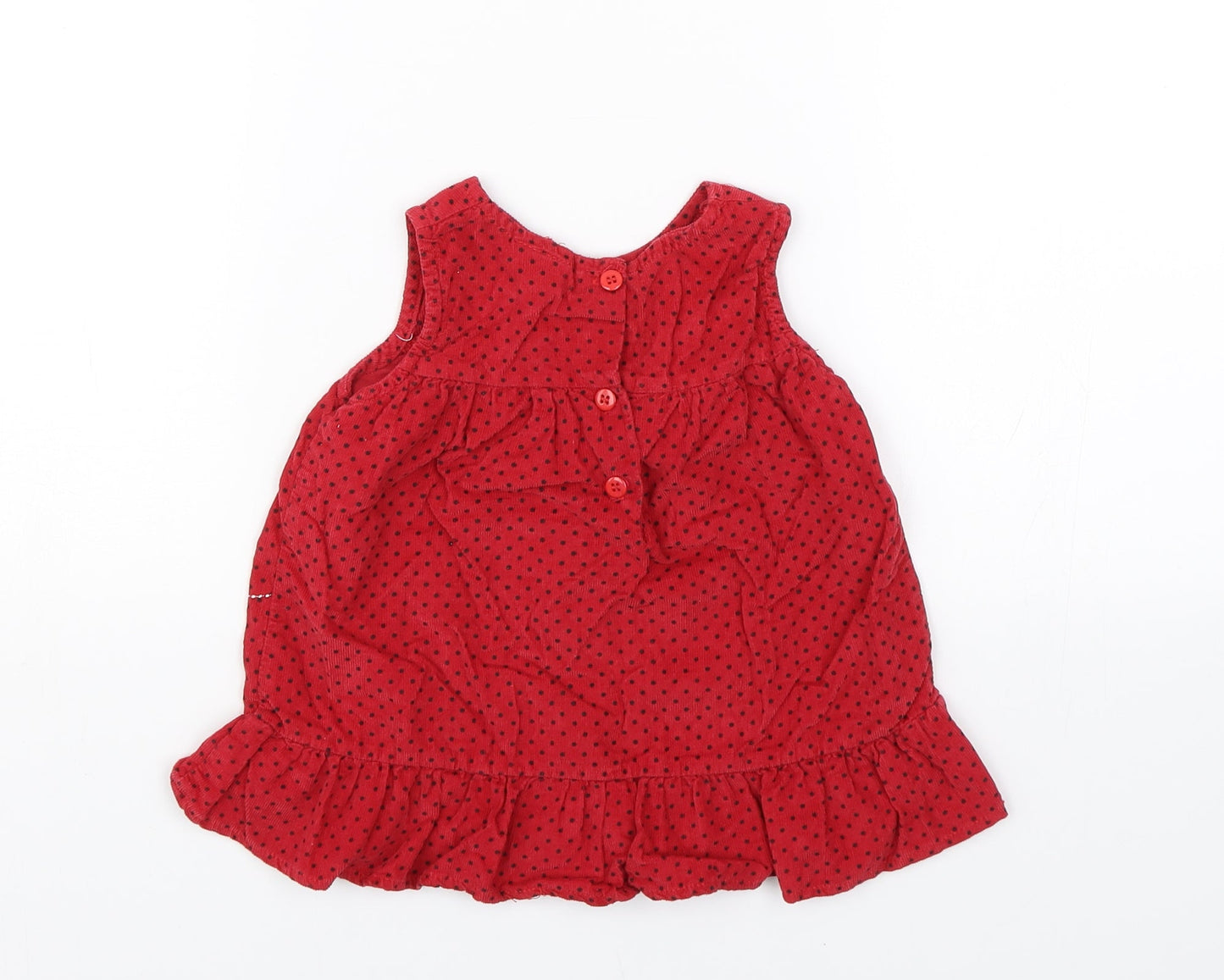 Cutey Couture Girls Red Polka Dot Corduroy Tank Dress  Size 6-9 Months