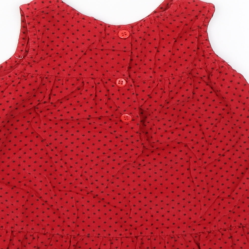 Cutey Couture Girls Red Polka Dot Corduroy Tank Dress  Size 6-9 Months