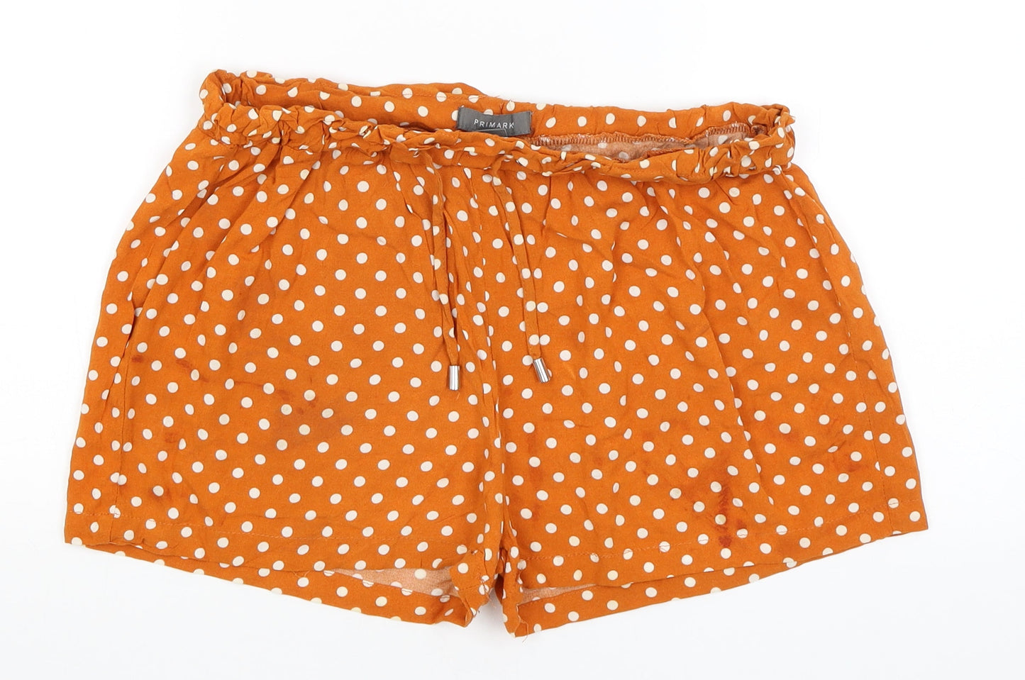 Primark Womens Orange Polka Dot  Paperbag Shorts Size 12