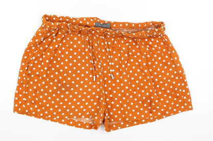 Primark Womens Orange Polka Dot  Paperbag Shorts Size 12