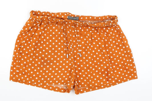 Primark Womens Orange Polka Dot  Paperbag Shorts Size 12