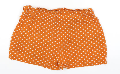 Primark Womens Orange Polka Dot  Paperbag Shorts Size 12