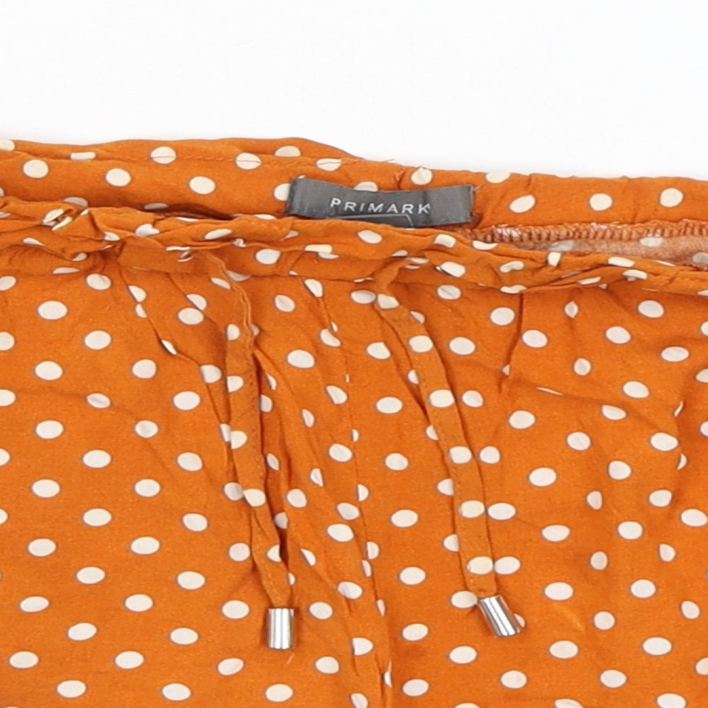 Primark Womens Orange Polka Dot  Paperbag Shorts Size 12