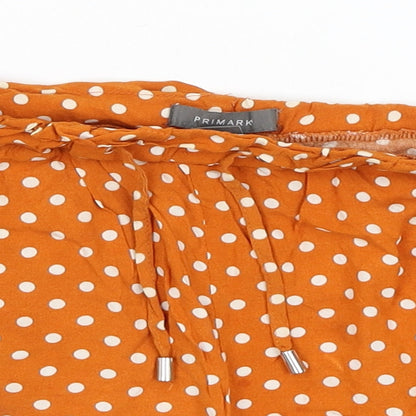 Primark Womens Orange Polka Dot  Paperbag Shorts Size 12