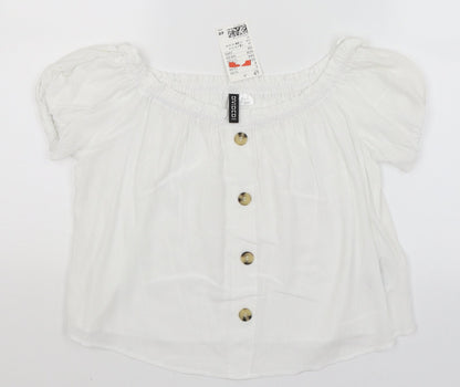 Womens UK Size 6 Divided White Basic T-Shirt