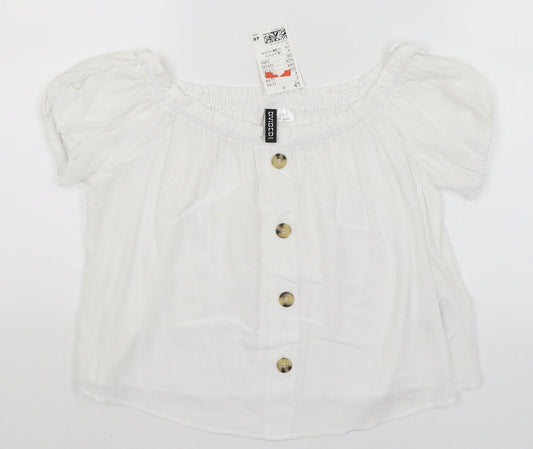 Womens UK Size 6 Divided White Basic T-Shirt