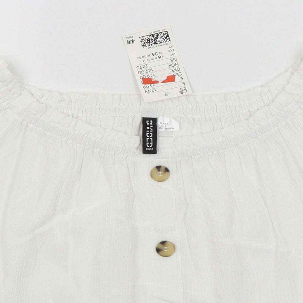 Womens UK Size 6 Divided White Basic T-Shirt