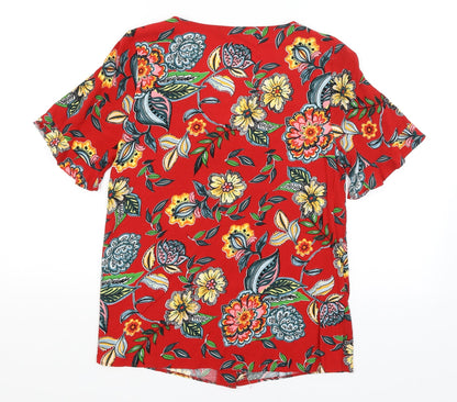 Papaya Womens Red Floral  Basic Button-Up Size 8