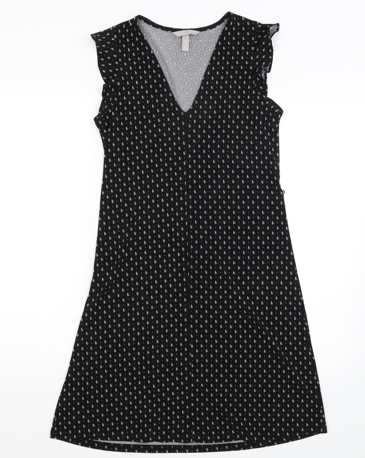 H&M Womens Black Polka Dot  T-Shirt Dress  Size XS