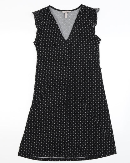 H&M Womens Black Polka Dot  T-Shirt Dress  Size XS