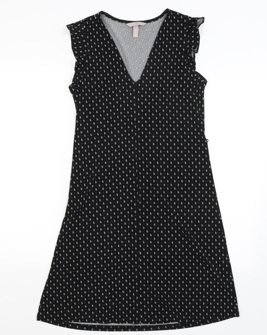 H&M Womens Black Polka Dot  T-Shirt Dress  Size XS