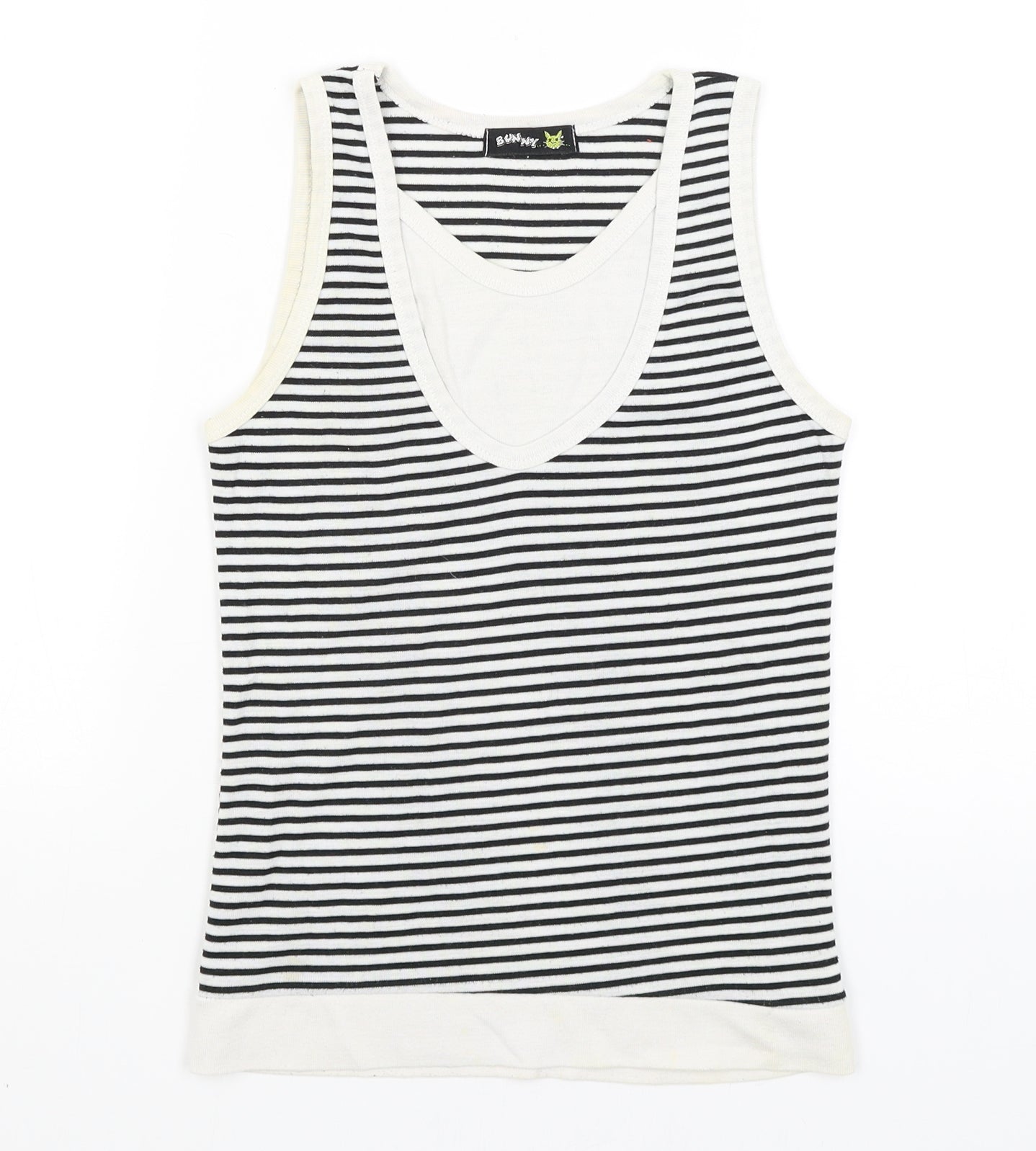 Bunny Womens White Striped  Basic Tank Size 8