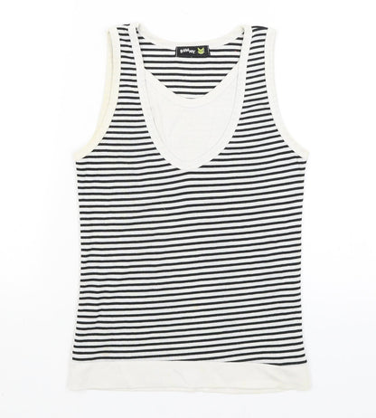 Bunny Womens White Striped  Basic Tank Size 8