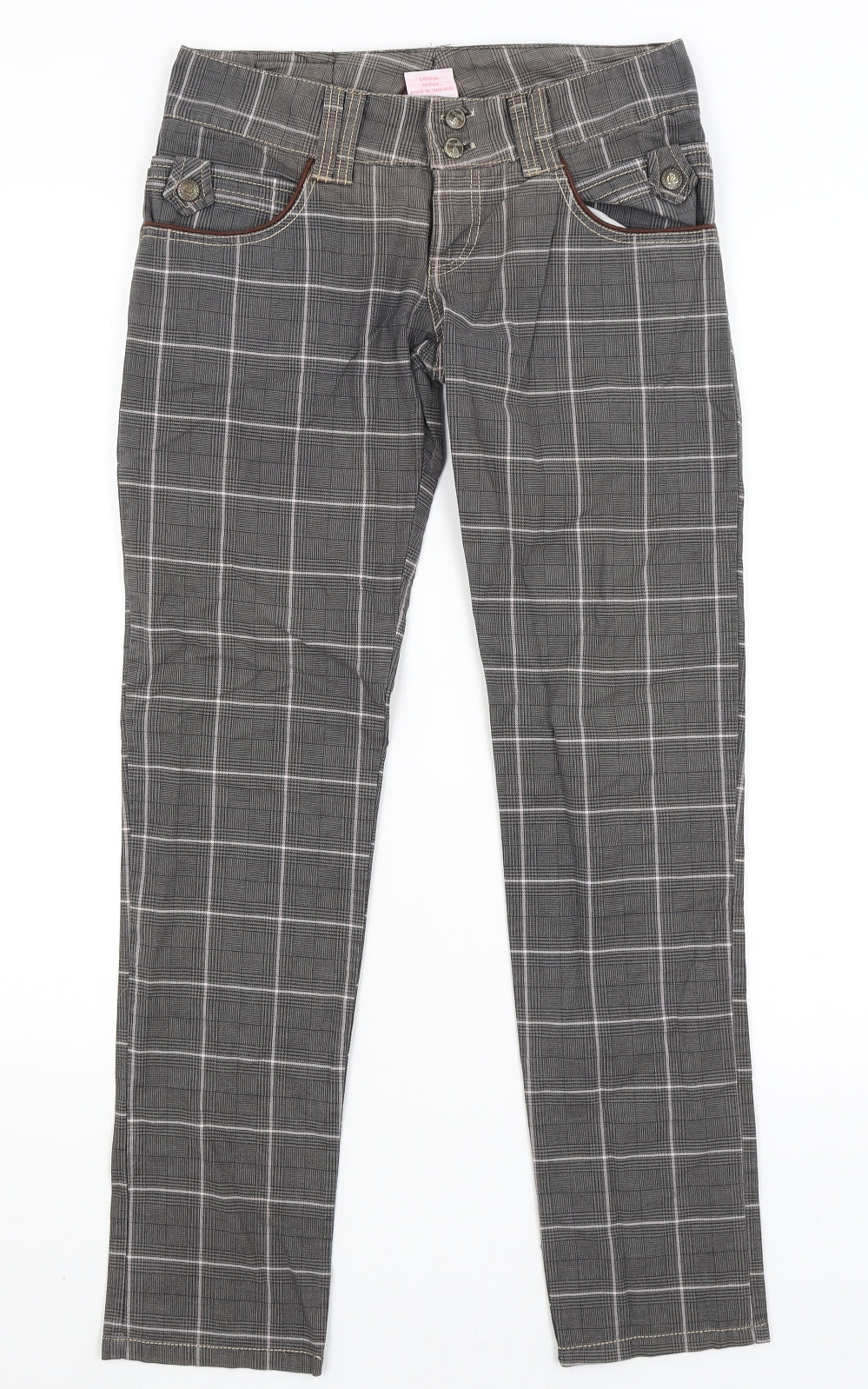 Toffee Womens Grey Plaid  Trousers  Size S L27.5 in