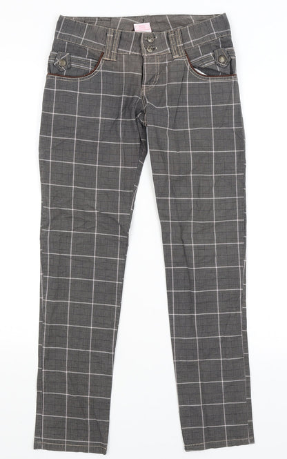 Toffee Womens Grey Plaid  Trousers  Size S L27.5 in