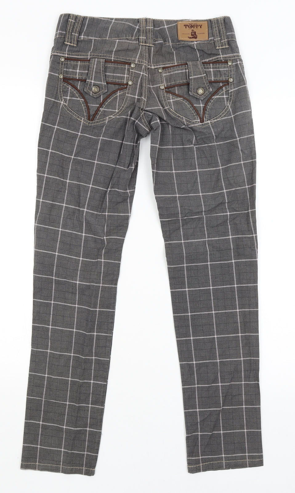 Toffee Womens Grey Plaid  Trousers  Size S L27.5 in