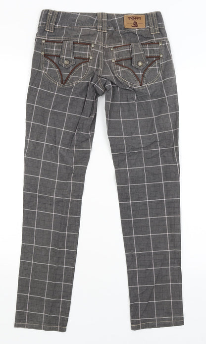 Toffee Womens Grey Plaid  Trousers  Size S L27.5 in