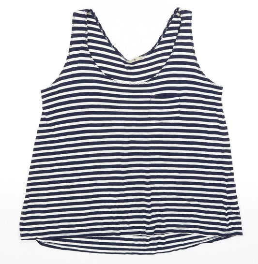 TU Womens White Striped  Basic Tank Size 12
