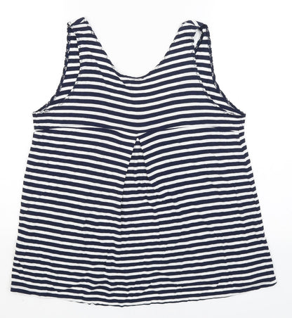 TU Womens White Striped  Basic Tank Size 12